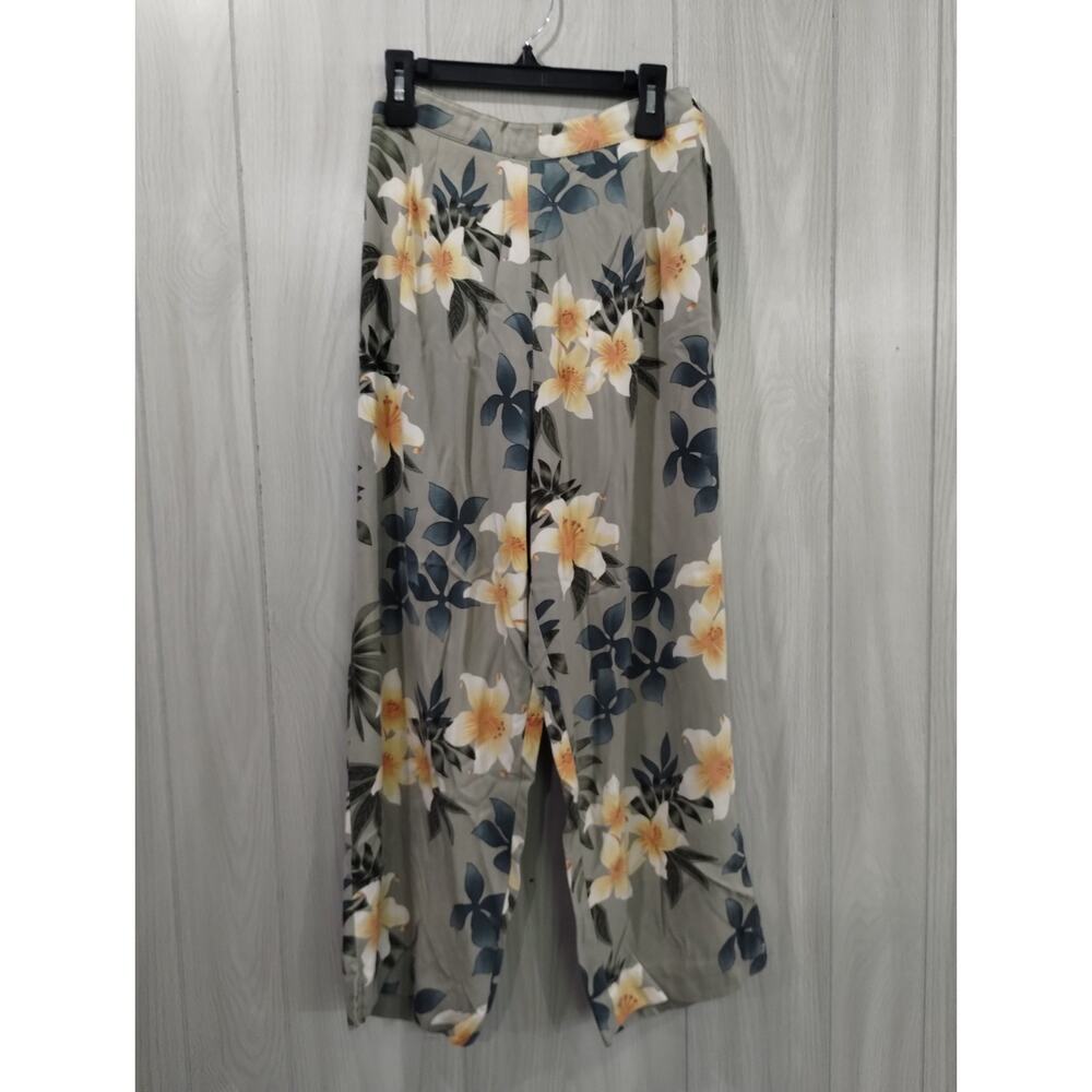 Silk Capri Pants Cropped Woman's 10 Floral Multicolor Cruise Hawaiian Beach